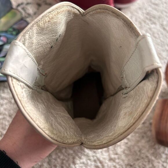 Girls Cowgirl Boots & Belt Set Leather White Ostrich Print Handmade in Mexico - Picture 11 of 16